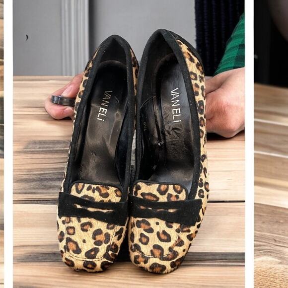 Vaneli Womens 7.5 Calf Fur Leopard Print Oxford Heels Shoes new pumps dress work - Picture 5 of 8